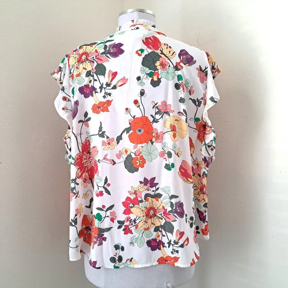 Liz Clairborne Women's Floral Cami Top Short Sleeve Size PXXL White Multic… - Picture 2 of 11